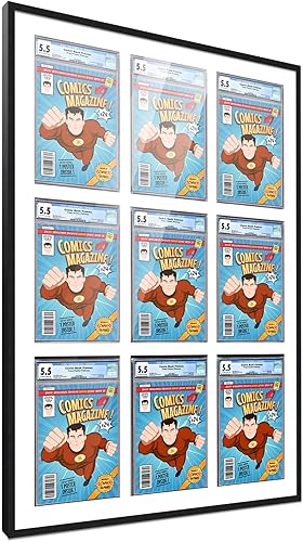 Miniatura 263 de Poster Palooza Marco de cómic con paspartú para 2 cómics CGC, CBCS o PGX Graded Comics – Marco de cómic negro para cómics de 8.125 x 13 pulgadas