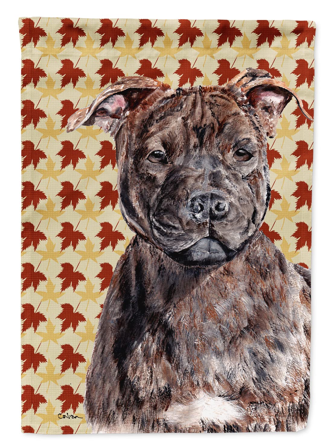 Drapeau Staffordshire Bull Terrier Caroline's Treasures en toile grand format pour jardin d'automne