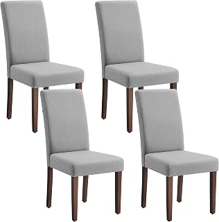 VASAGLE Dining Chairs, Parsons Chairs with High Back, for Dining Room Kitchen, Set of 4, Thick Seat, 58 x 48 x 100 cm, Dove Gray UKDC158G01-2J