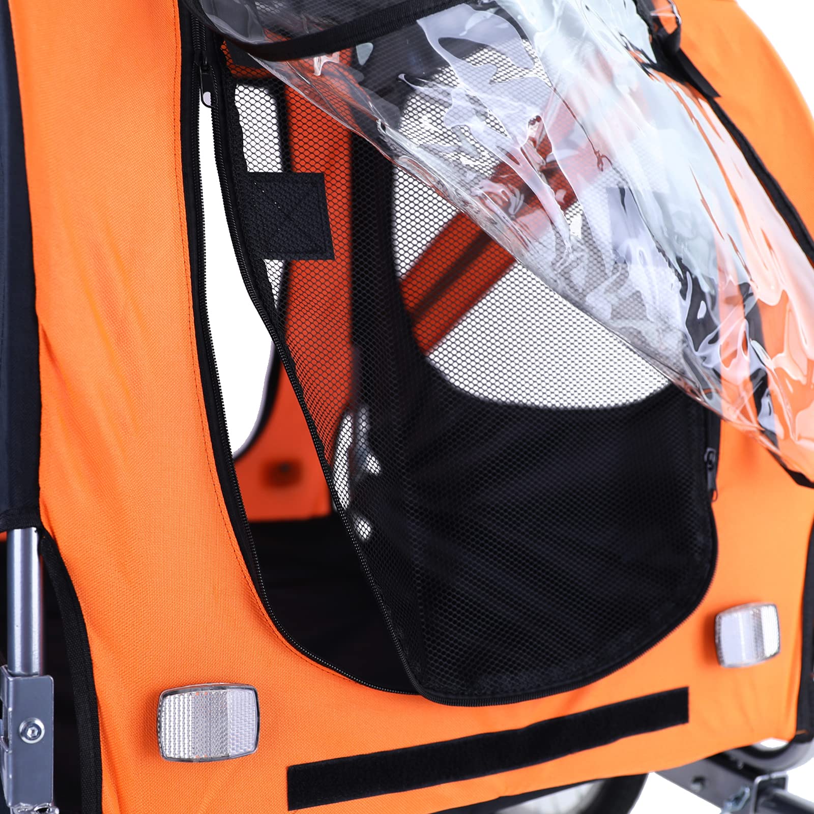 Fahrradanhänger Hundeanhänger klappbar für Haustiere bis 40Kg Orange Schwarz