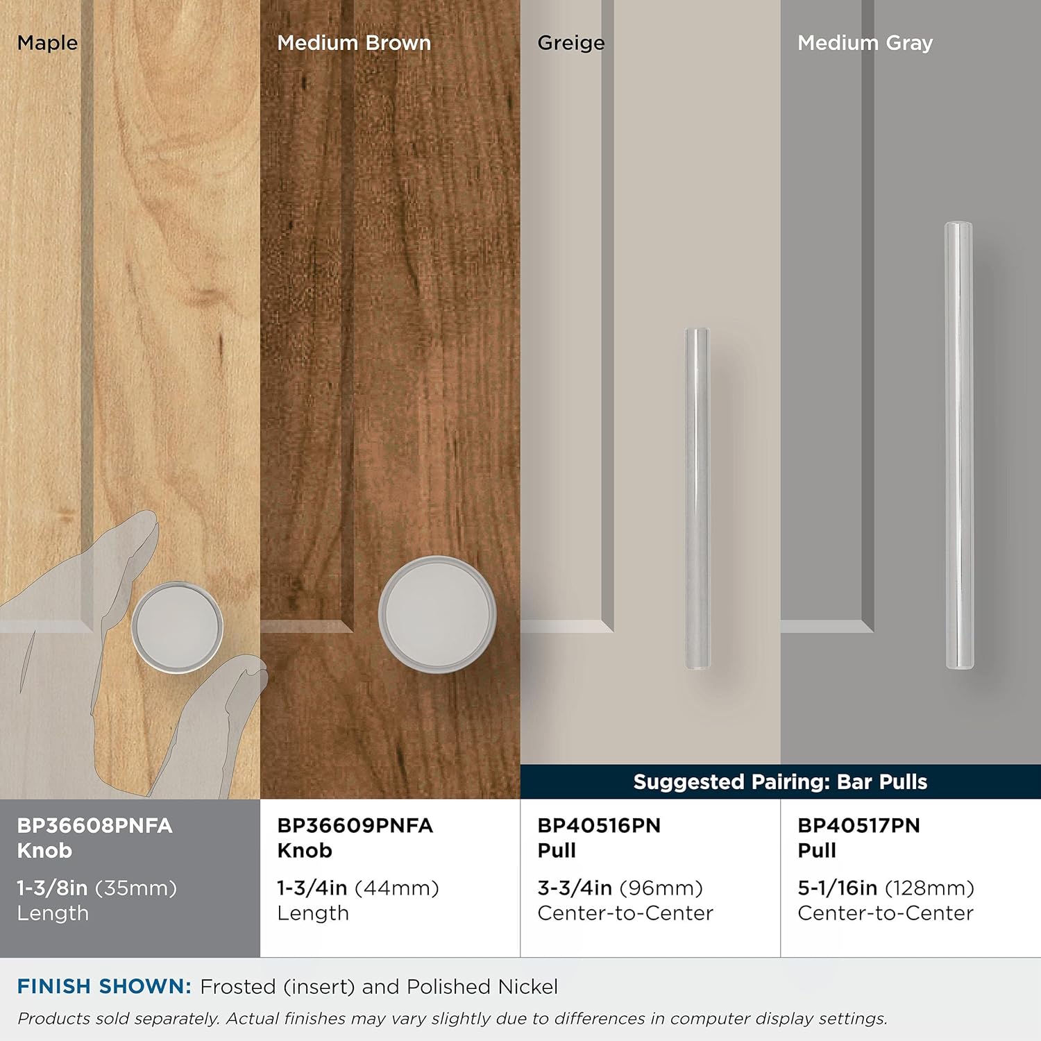 Polished Nickel and Frosted Round Cabinet Knob with Mounting Hardware