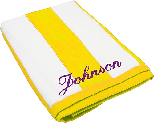Miniatura 6 de The Wedding Party Store Toalla de playa cabaña a rayas personalizada de alta calidad, 35 x 60 pulgadas, toallas de piscina con monograma, bordadas a