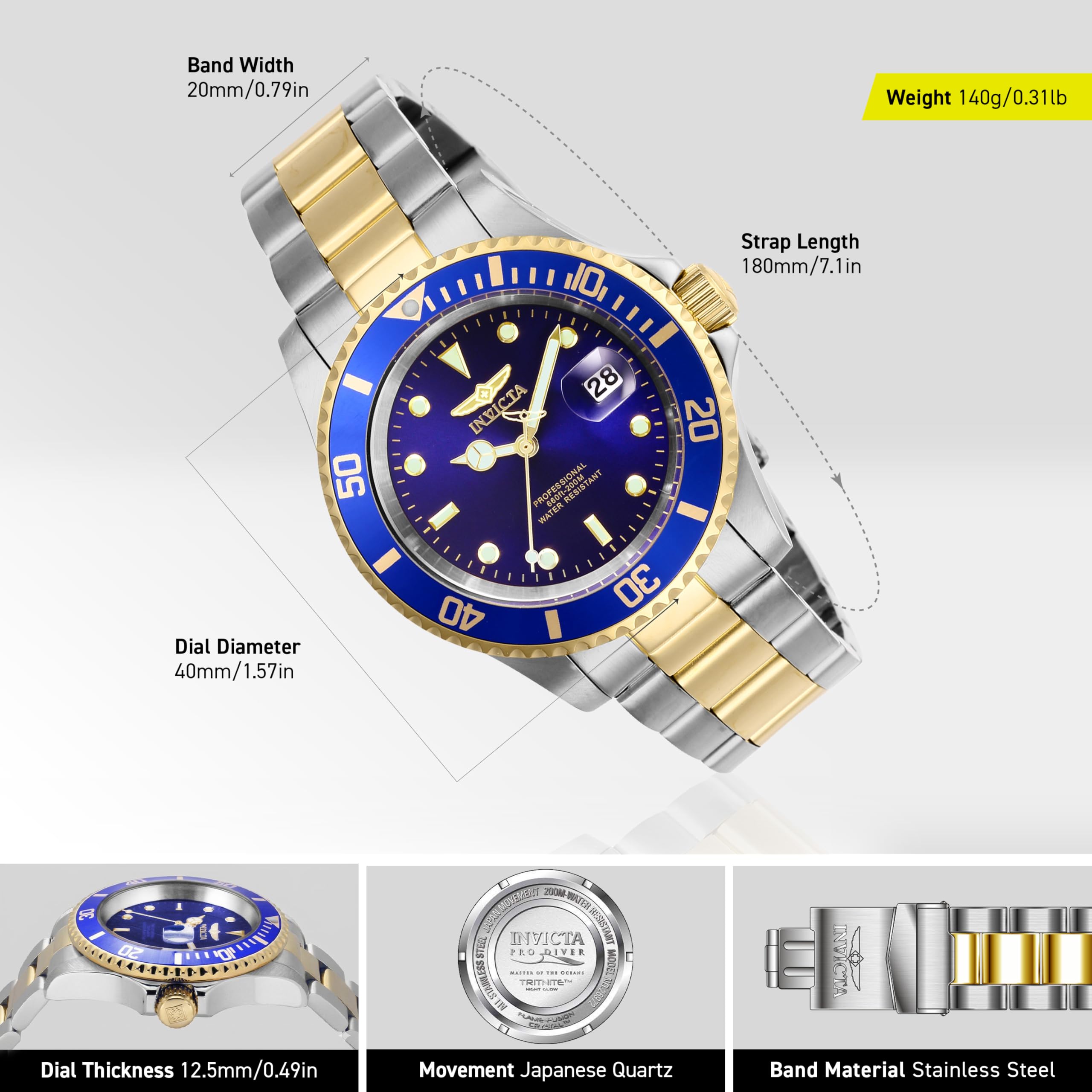 Invicta Pro Diver 26970 Men's Quartz Watch - 40 mm