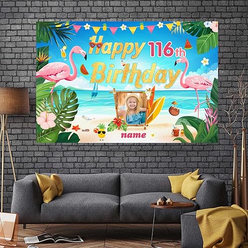 Vista 75 de Cartel personalizado de decoración de cumpleaños número 116 con temática de castillo y princesa, pancarta de tela personalizada para suministros