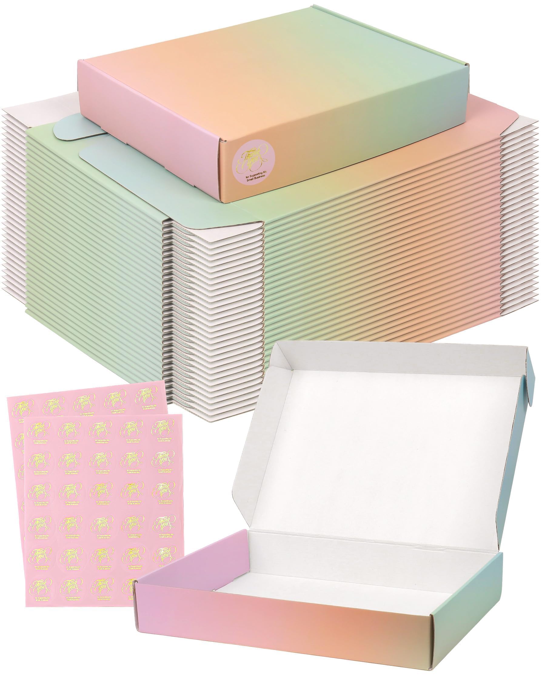 Small Colored Shipping Boxes, 11x8x2 Inch Cute Packaging Box for Gift, Pack of 45