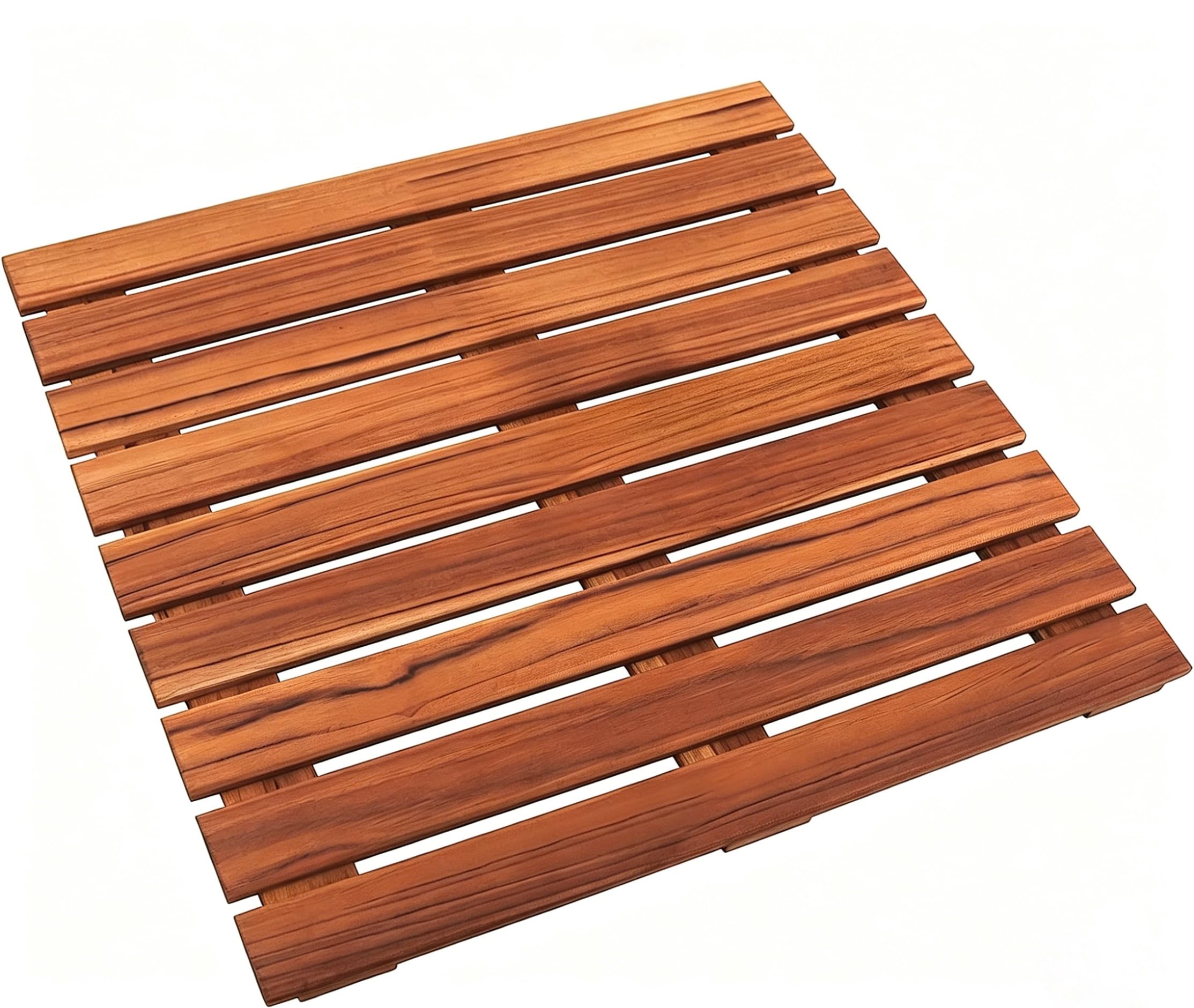 VaeFae Pedana doccia in teak, antiscivolo, idrorepellente, 43.2 x 66 cm | Design a listelli ad asciugatura rapida, piedini in gomma, protegge il pavimento, adatto per docce interne ed esterne