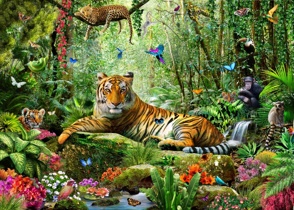 Papier Peint 3D Wald Tiger M27 – Auto-Adhésif, Déco Murale Andrian Chesterman Sunday, Effet Forêt