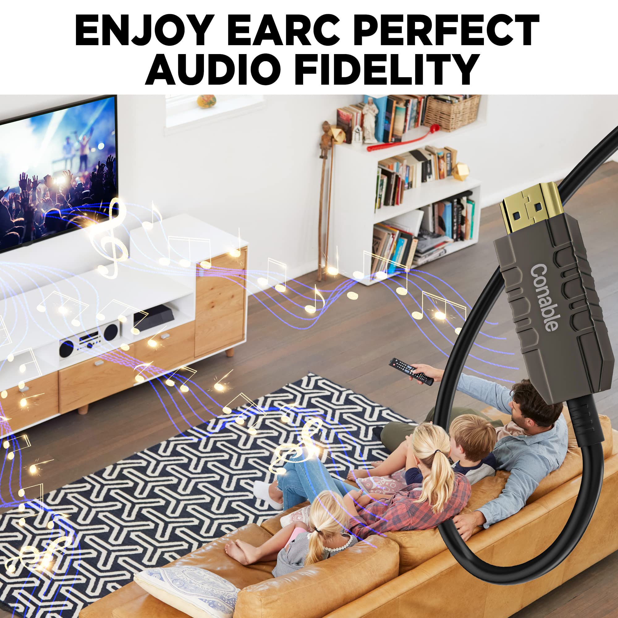 Cable HDMI® de fibra óptica 8K certificado de 50 pies, cable HDMI real, Ultra HD, 48 Gbps, soporta 8K a 60Hz, 4K a 120Hz, 2K a 144Hz, HDR, HDCP 2.2 y 2.3, Dolby, eARC para Xbox, Series X, portátil,