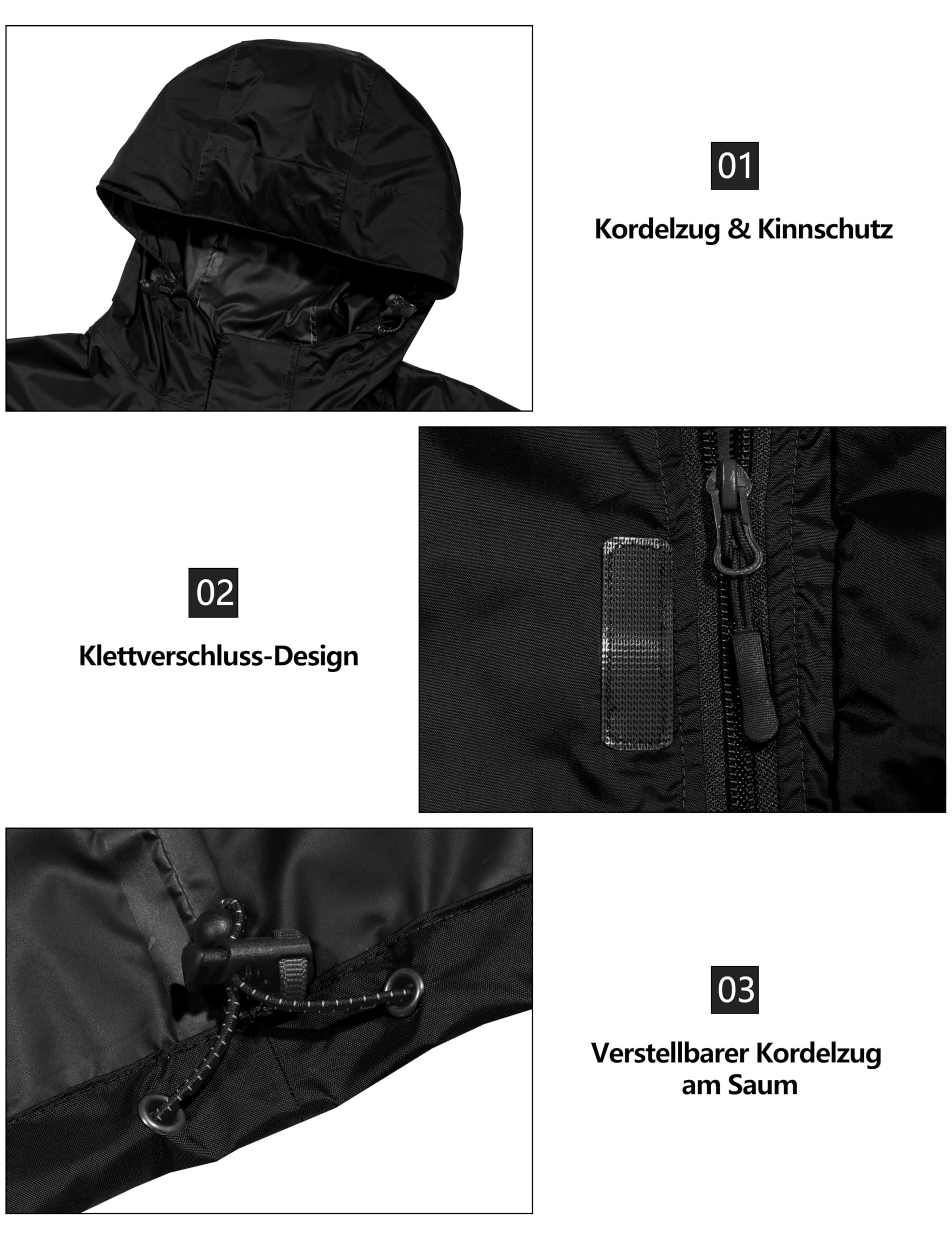 Little Donkey Andy Regenjacke Herren Leicht Wasserdicht Faltbare Regenmantel Winddicht Outdoor Atmungsaktive Regen Windbreaker zum Freizeit Wandern Camping