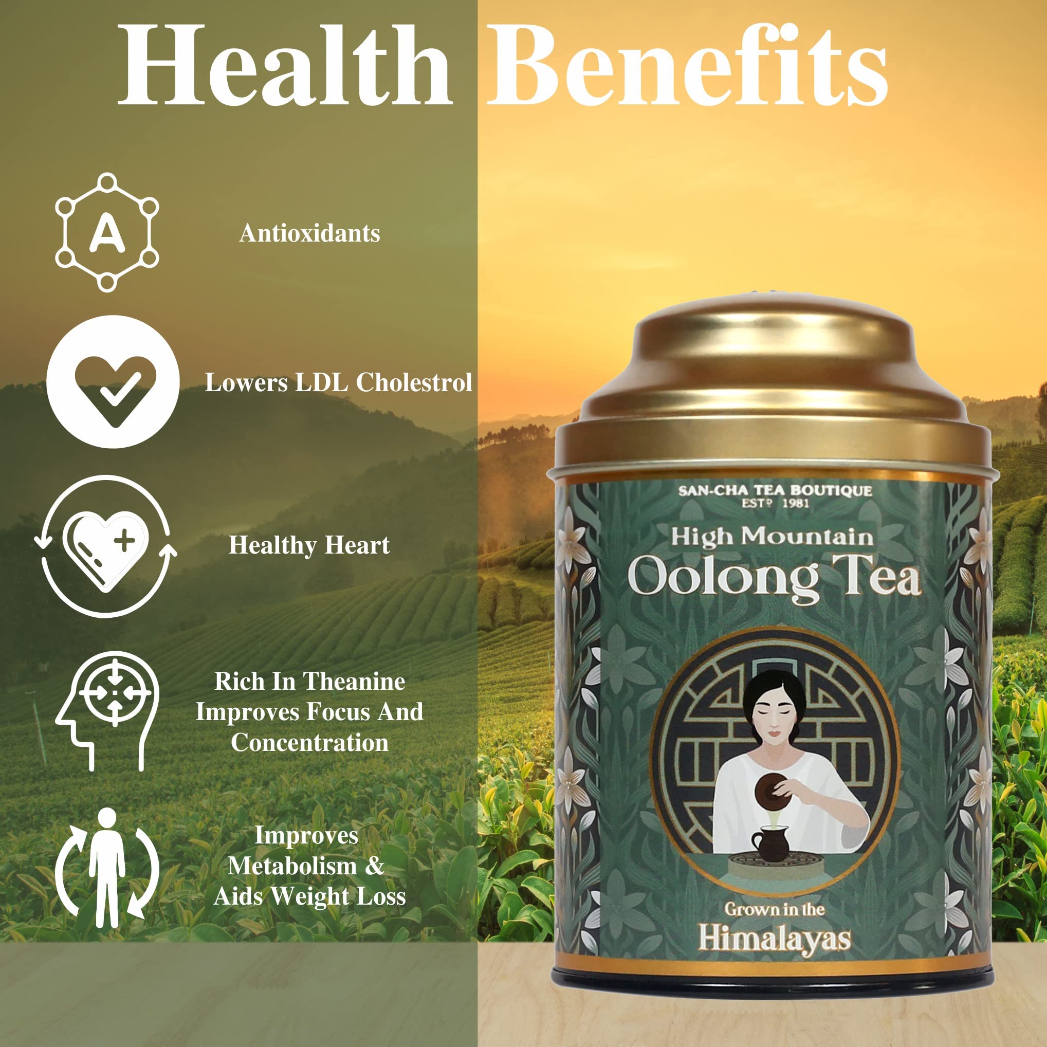 Sancha Tea Boutique, Combo Pack, High Mountain Oolong (50g) & Lavender Green (100g), Loose Leaf Selection, Traditionally Valued for Calm & Relaxation - Image 5 thumbnail