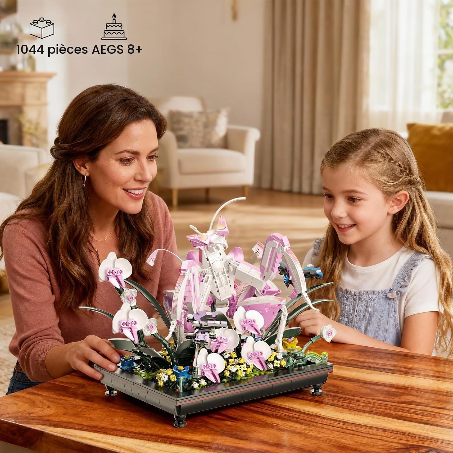 Orchid Mantis - Blocs de construction - Fleurs bonsaï - Compatibles avec les fleurs Lego - Insectes d'inspiration naturelle pour adultes - Décoration de bureau pour la maison/le bureau