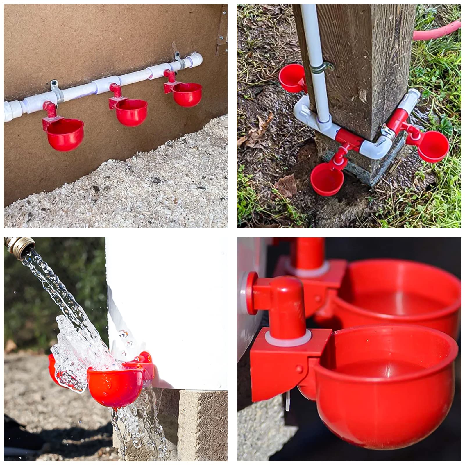 Bebedero Automático de Plástico para Pollos - 6 Piezas con Broca para el Agua Potable de Pollos, Patos, Gansos y Otras Aves de Corral