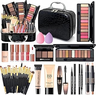Make Up Set für Frauen, Schminkkoffer Damen, All in One Schminkset mit Reisetasche, Makeup Geschenkset für Teenager Mädchen mit Lidschatten Palette BB Cream Foundation Mascara Lipgloss Eyeliner