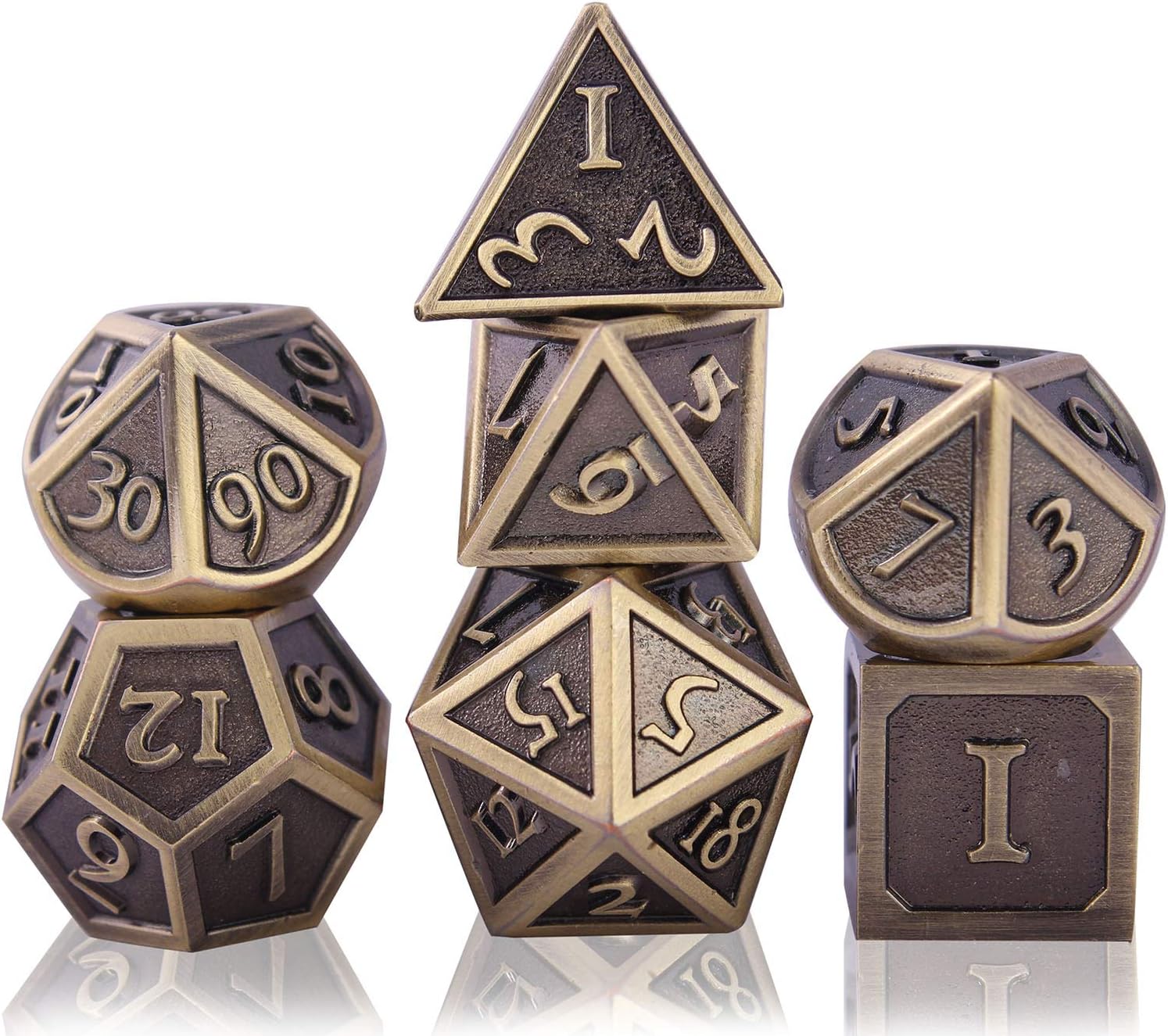 Schleuder Juego de Dados de rol Dice Set, DND Dados de Metal RPG D&D Poliédricos para Dragones y Mazmorras, Juegos de Mesa y Juegos de rol (Antique Bronze)