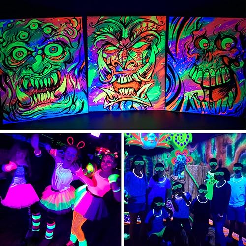 Miniatura 7 de 4 barras de luz LED negras de 40 W, luces negras para fiesta brillante, luz negra con enchufe e interruptor, cada una de 484 pies cuadrados de área,