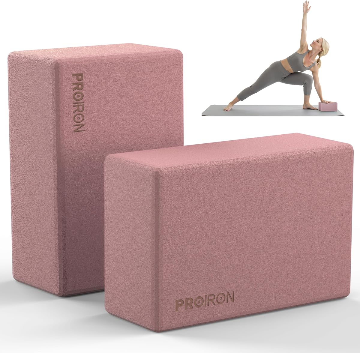 Yoga Blocks, 2 Pack Supportive High Density Premium Eva Foam, Soft Non-Slip Surface with Curved Edges Stretch Blocks For Yoga, Pilates, Stretching