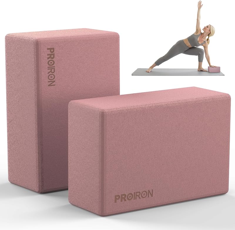 Yoga Blocks, 2 Pack Supportive High Density Premium Eva Foam, Soft Non-Slip Surface with Curved Edges Stretch Blocks For Yoga, Pilates, Stretching