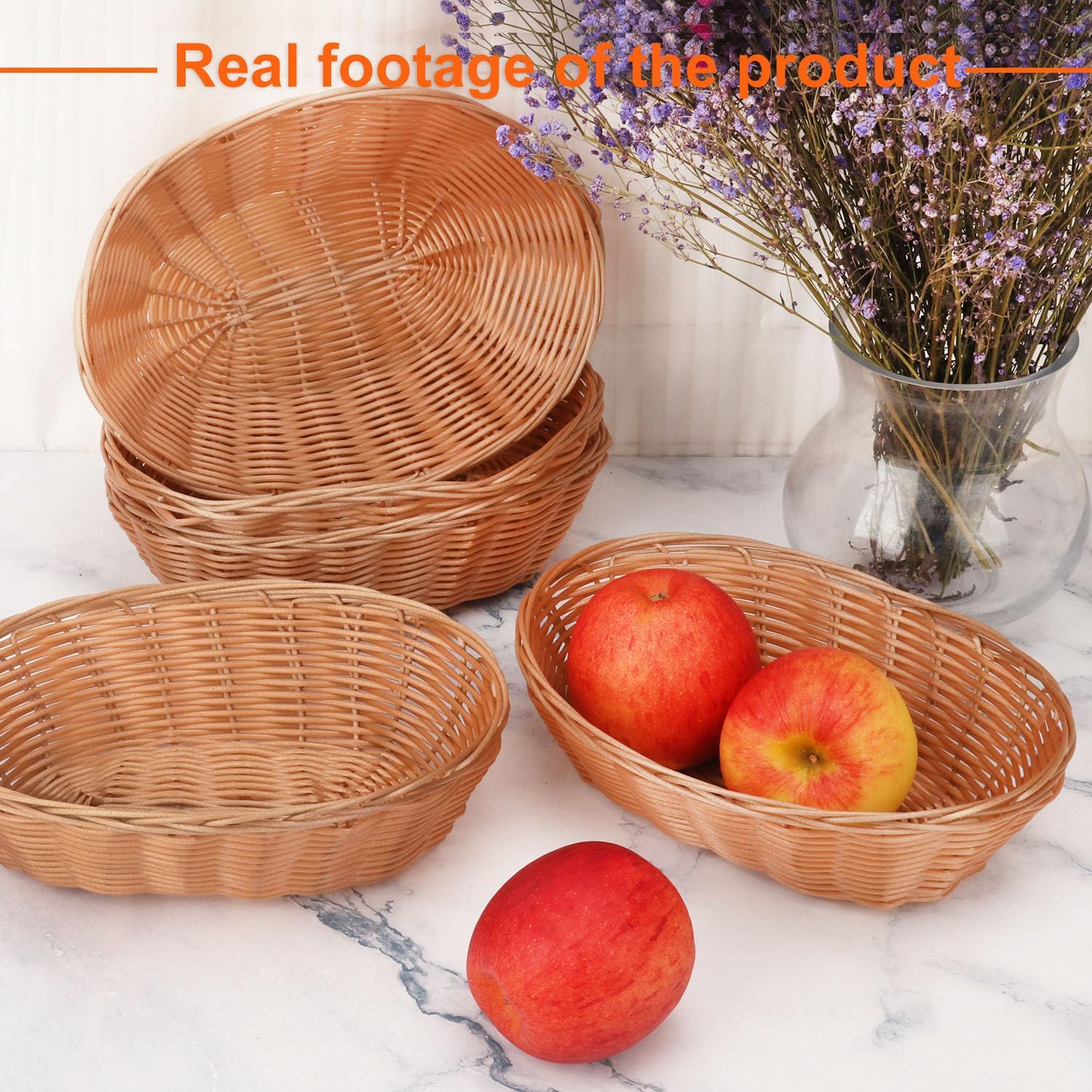 9 Inch Oval Poly Wicker Baskets - Bulk, 23 Pack, Bread & Serving Baskets for Home & Restaurant Use