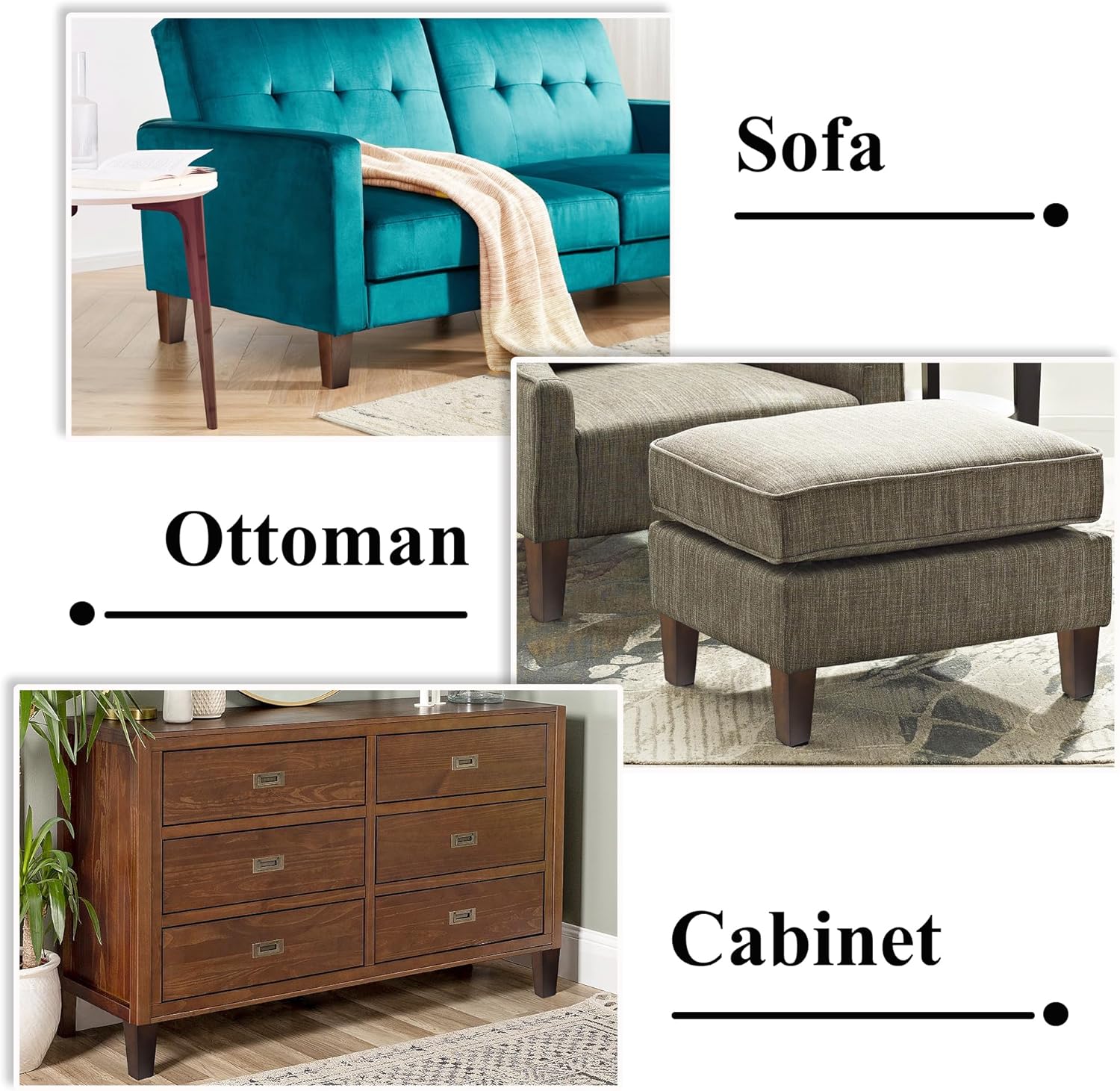 6 inch Sofa Legs Wood Furniture Legs Pack of 4 Pyramid Couch Legs Mid-Century Modern Brown Replacement Legs for Chair Recliner