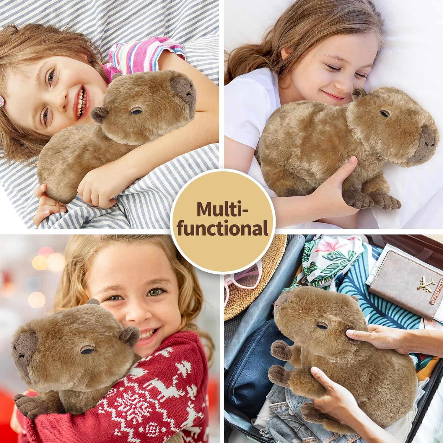 Capybara Stuffed Animals, Microwavable Stuffed Animal Adorable Fluffy Capybara Plush for Warmth Comfort, Heatable Coolable Lavender Scent Toy, Cute Soft Plushie Gift for Kids Adult & Children Boy Girl - Image 7