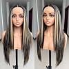 X-Tress Blonde Highlight Straight Lace Front Wig 13x4x1 T Part Lace Synthetic Wig for Women Wear and Go with Baby Hairline Long Middle Part (Blonde Highlight)