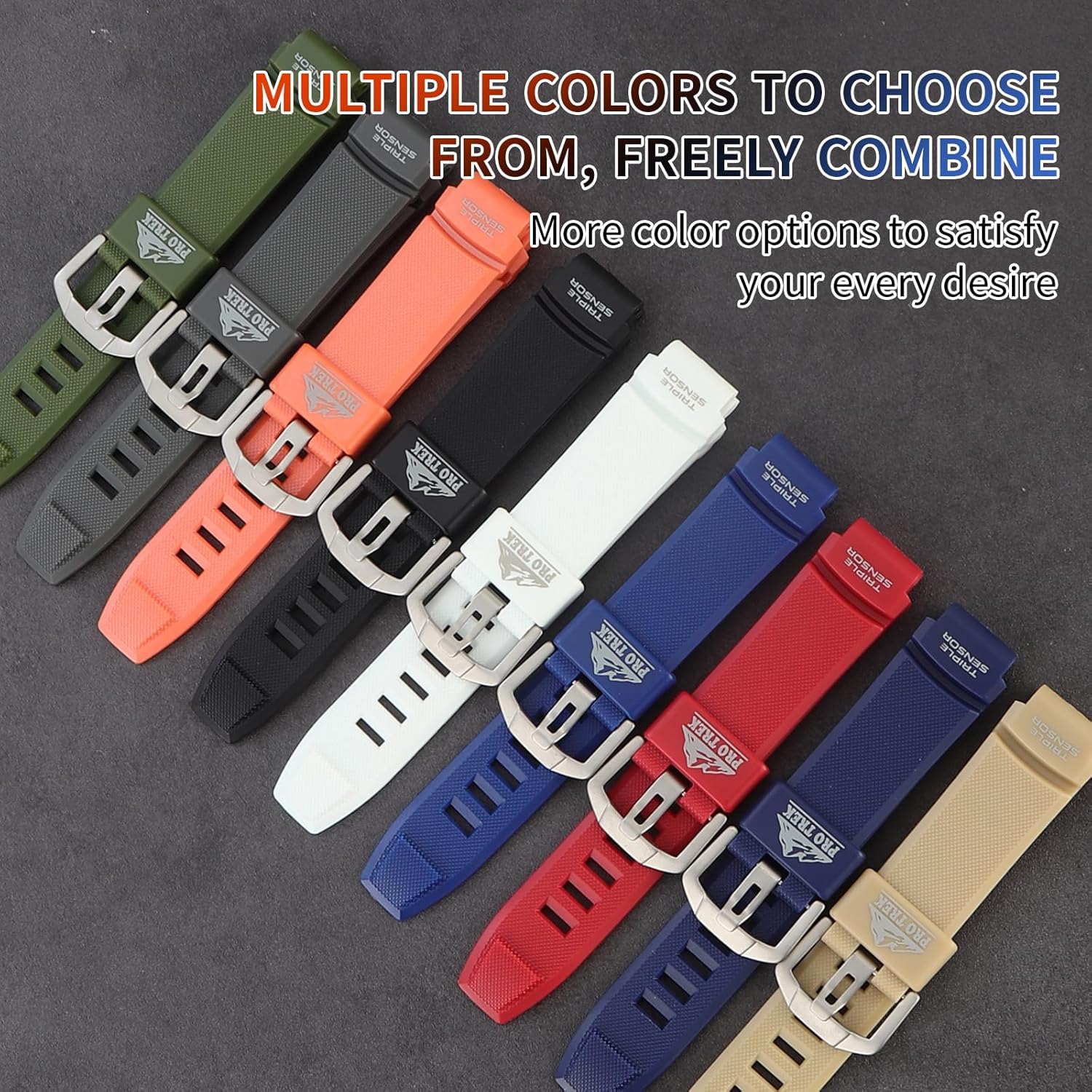 Soft Silicone Replacement Strap for Casio PRG-200A/PRG-500/PRW-2000A Men's Strap Watch Accessories