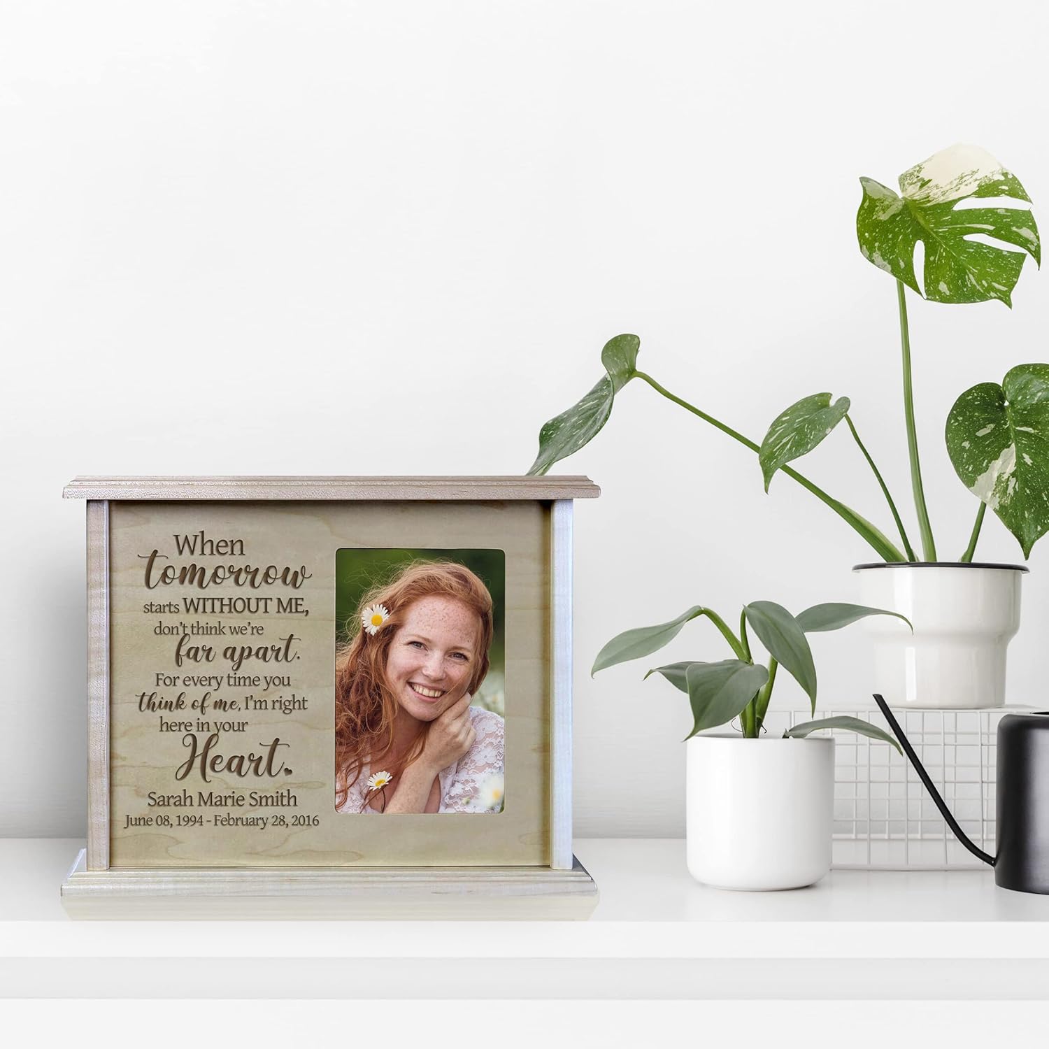 LifeSong Milestones Maple Wood Urns for Human Ashes Adult Male Female Personalized Funeral Cremation Urn Large Wooden Box with Picture Frame - When Tomorrow Starts