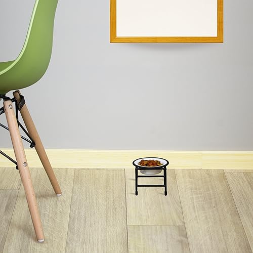 Miniatura 2 de Platinum Pets Moderno comedero individual con cuenco de acero inoxidable para gatosperros, tamaño XS, color blanco perla