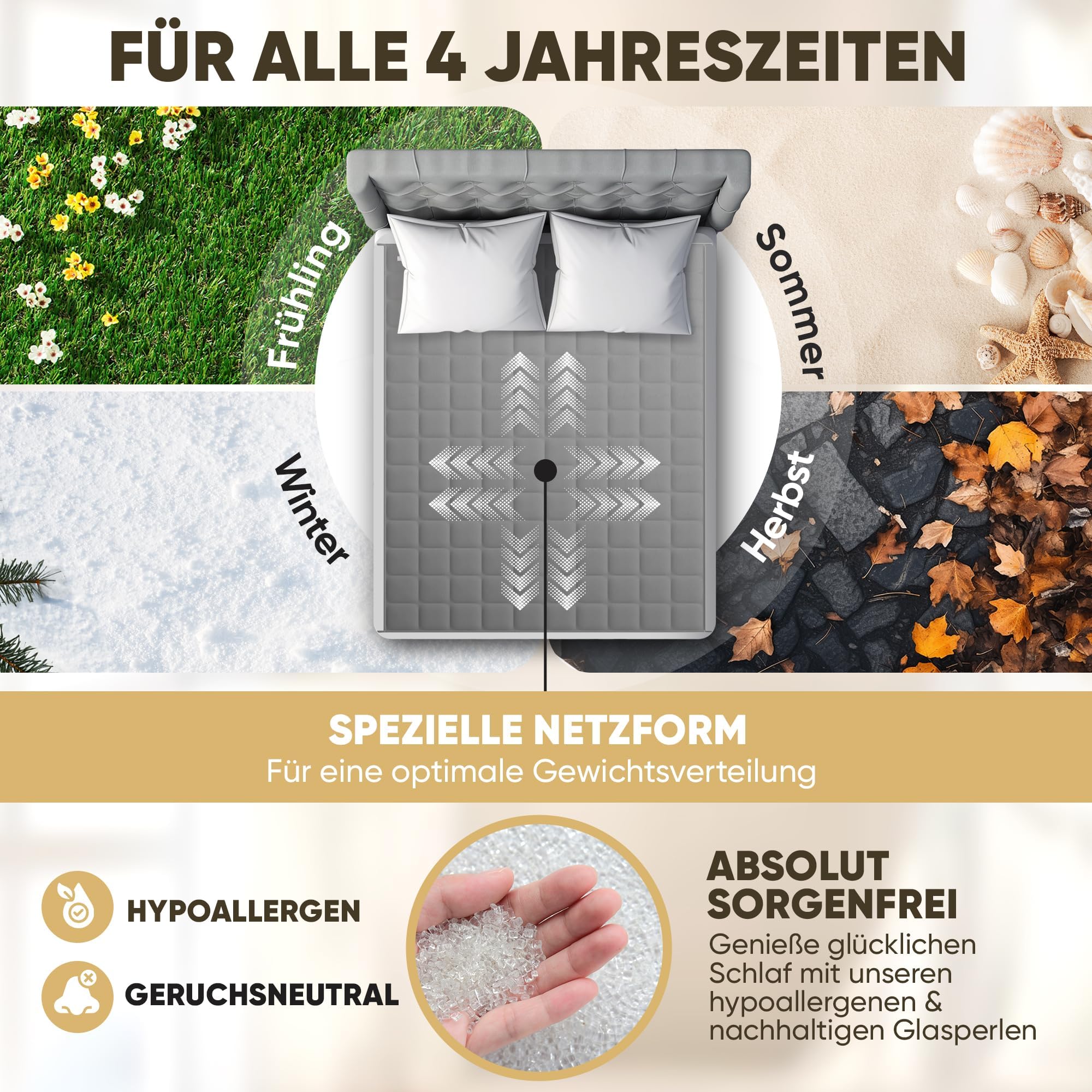 Polar Night verzwaringsdeken voor volwassenen - Zware deken met glasparels, microvezel, Oeko-TEX® 100 Standaard - Ademend, hypoallergeen, incl. afdeklussen (135 x 200 cm, 11