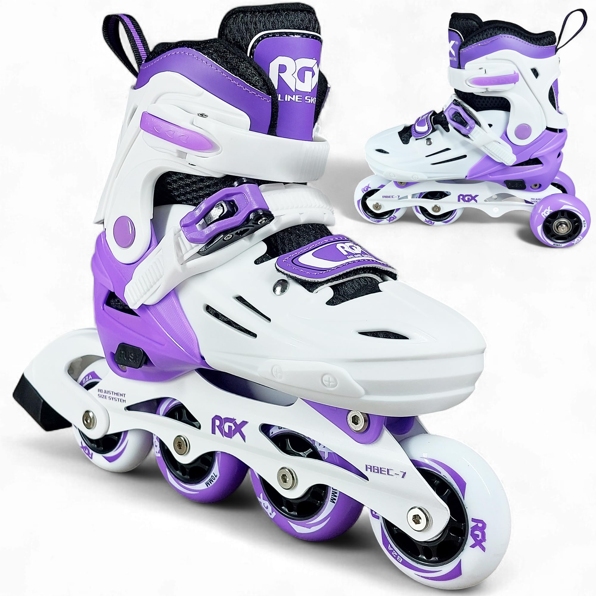WeLLIFE RGX Line Pattini in Linea Bambina e Bambino Regolabili 4 Misure, Doppia Configurazione Ruote, Guscio Rigido, Piastra Alluminio, Cuscinetti ABEC-7