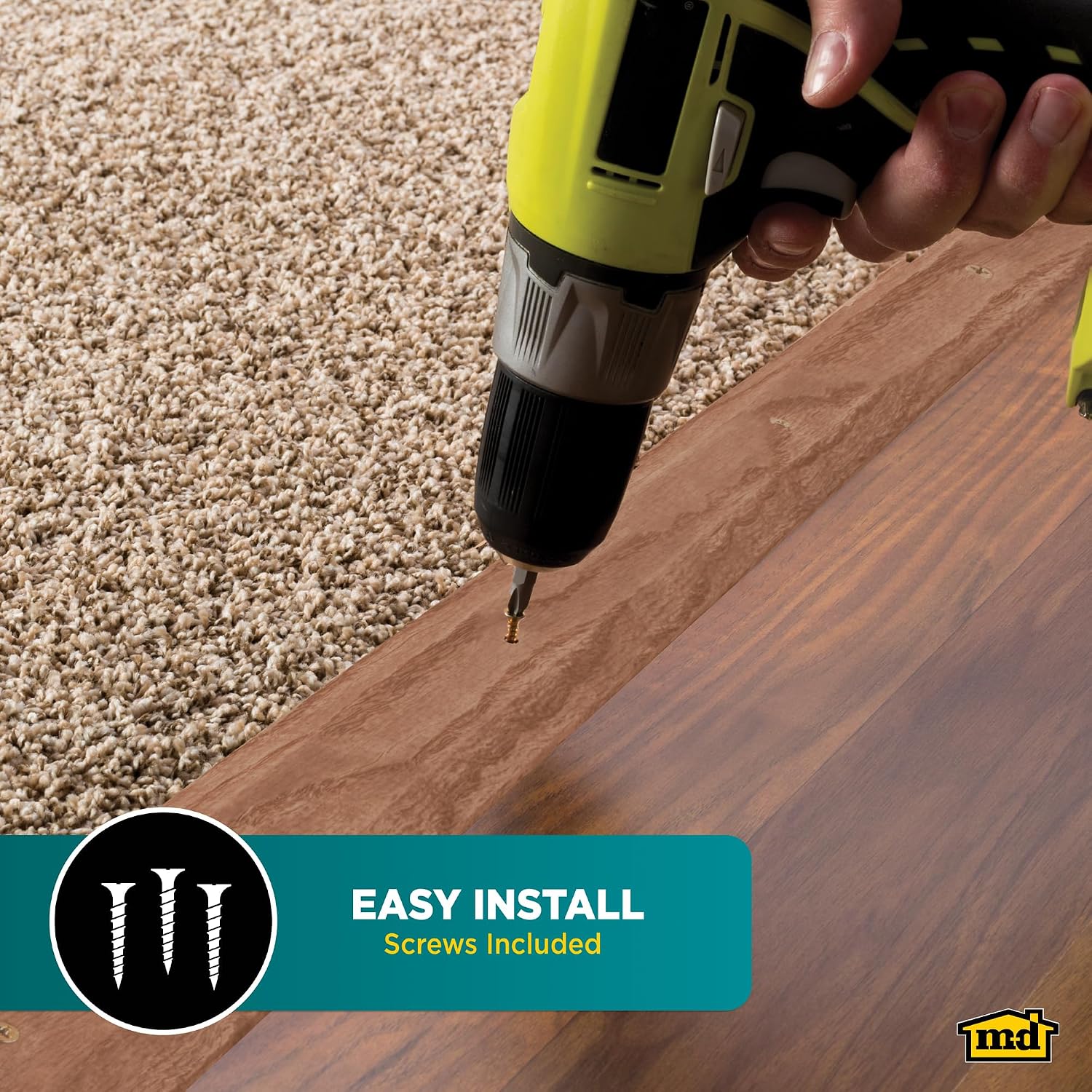 M-D Building Products 85431 2 in. X 36 in. Light Stain Hardwood Carpet Trim w/Screws