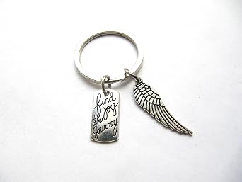 Inspirational Gift Find Joy in The Journey Wing Charm Keychain,Bag Charm, Key Chain, Graduation Gift