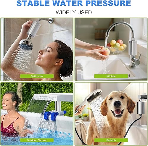 Miniatura 5 de Filtro de cabezal de ducha All Metal filtro de ducha KDF 55, vitamina C, E y A, para agua dura, filtros de agua universales de alta presión para