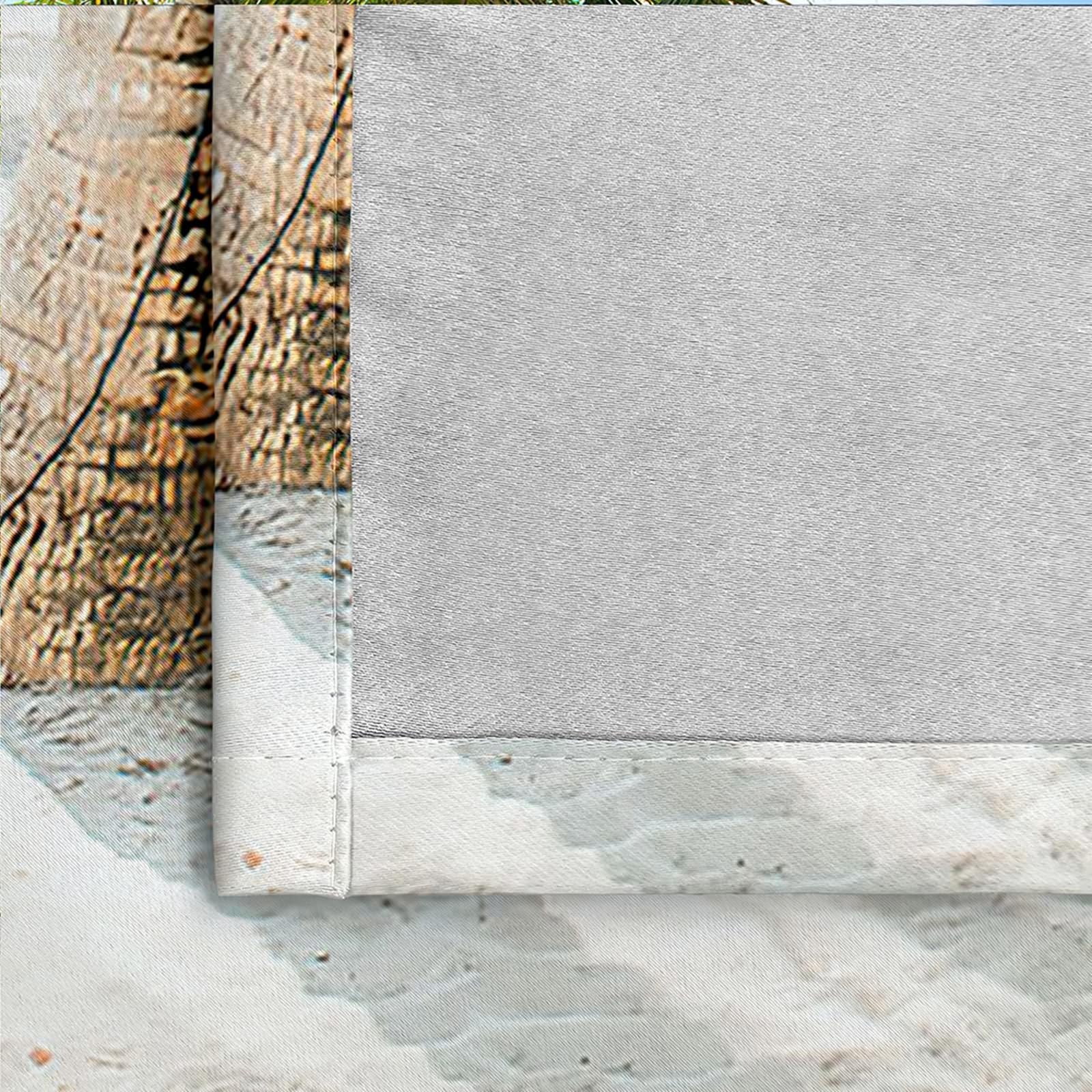 Vorhänge Lichtundurchlässig 138 cm Lang, Gardinen Lichtdicht mit Ösen 2er Set Blau Grün Braun Palmen Meer Landschaft Vorhang für Schlafzimmer Kinderzimmer Wohnzimmer, 86x138 cm(BxH)