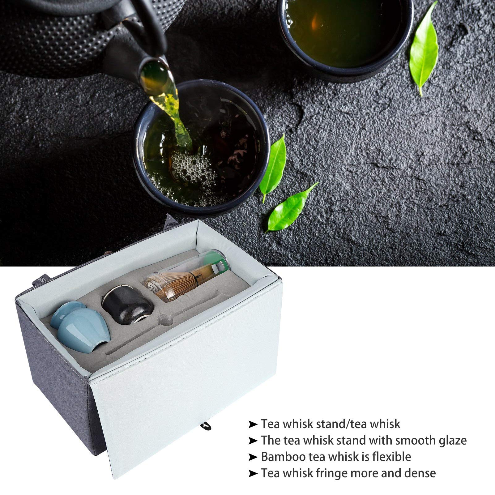 Juego De Cuencos De Té De Cerámica, Juego De Cepillos De Té De Cerámica Japoneses 4,9x2,7 "Juego De Té Matcha Herramientas para Ceremonia del Té Tazón De Té Herramienta De Gota De Aceite(#2)