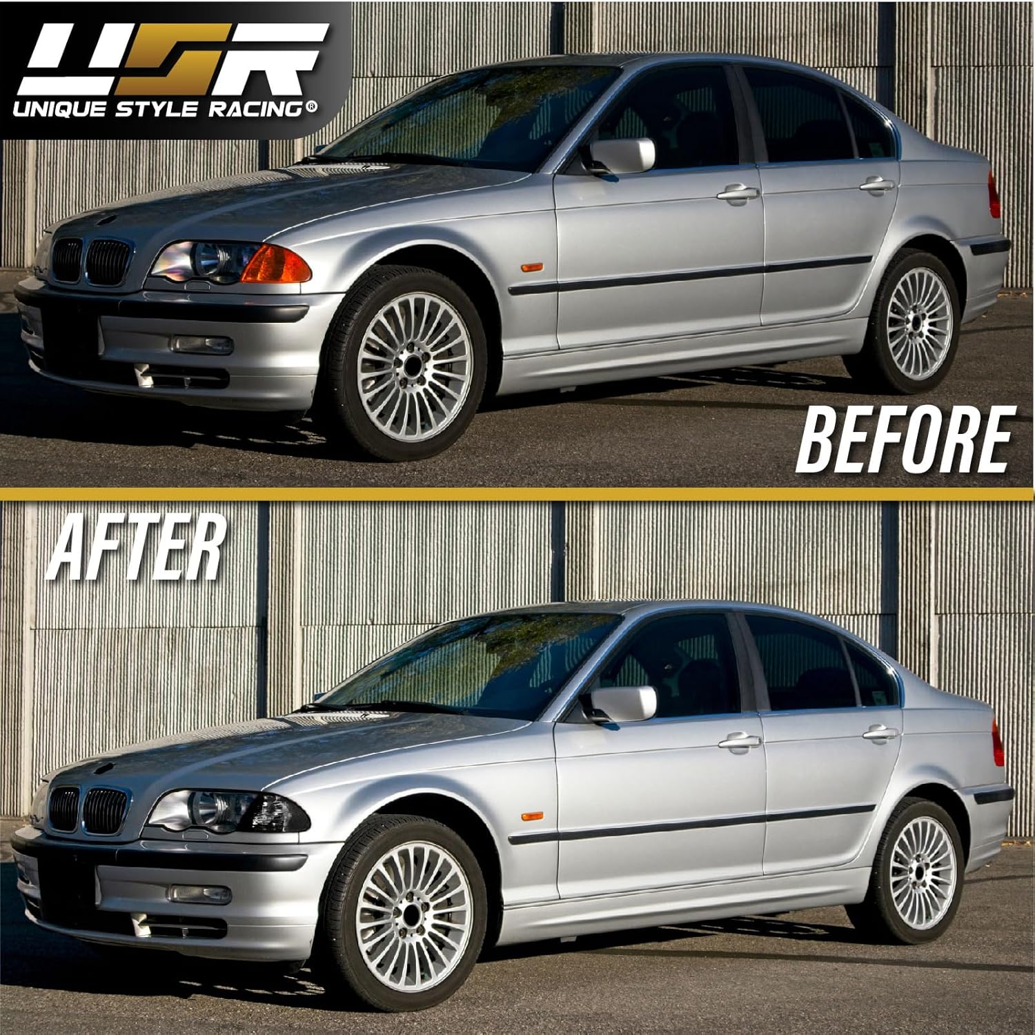 USR 99-01 E46 4D Corner Lights W/CANBUS ERROR FREE LED BULBS UPGRADE - OE Euro Smoke Turn Signal Lamps Set (Left + Right) Compatible with 1999-2001 BMW E46 3 Series 4 Doors Sedan and 5 Doors Wagon