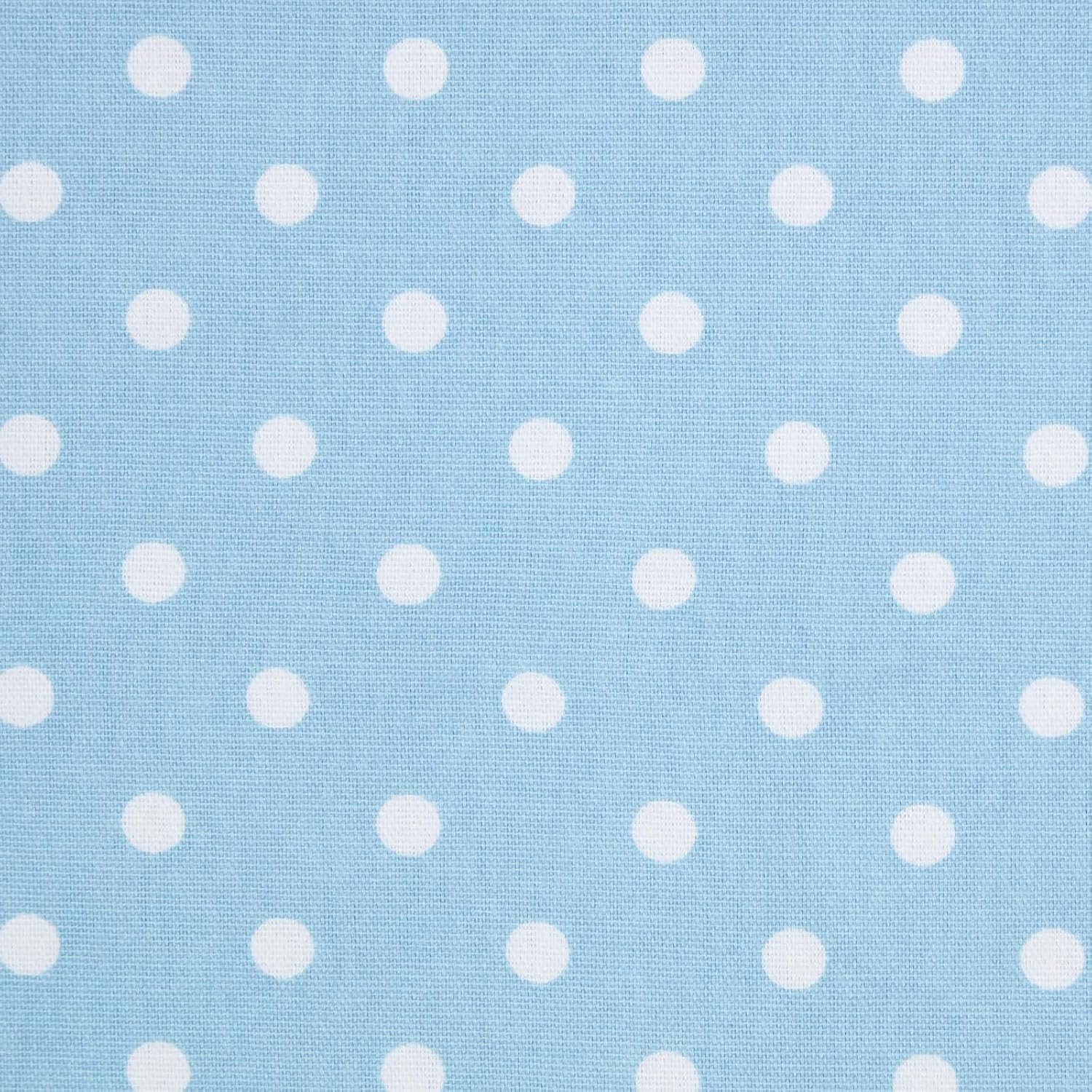 HOMESCAPES 100% Cotton Unlined Eyelet Curtain Pair - Polka Dots - Blue - 117cm (46") Wide x 137cm (54") Drop - Image 5