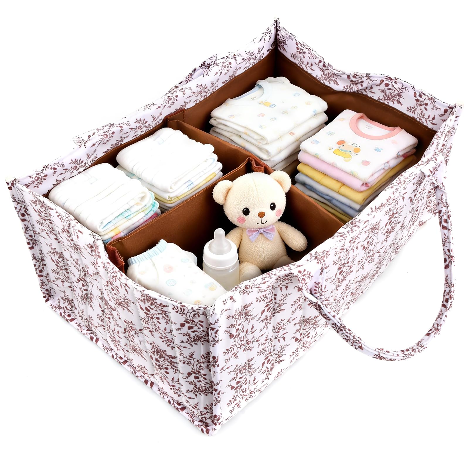 Organiseur de Couches pour Bébé – Panier de Rangement Élégant pour les Essentiels de Nouveau-né, Cadeau de Fête Prénatale pour Fille ou Garçon, Marguerite Pastorale