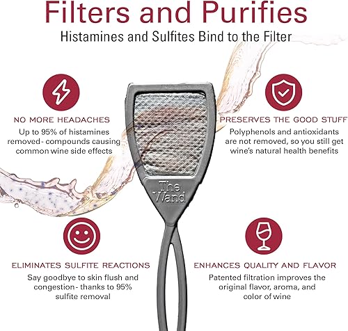 Miniatura 2 de La varita de PureWine Elimina las histaminas y conservantes de sulfito, por copa No más dolores de cabeza de vino (paquete de 3)