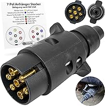 7-Pin or 13-Pin Plug, Universal Plug for Trailer Power Supply, Screw Contact according to ISO 11446 and ISO 1724, for 12 V Trailer Systems, with Seal, Plug-in Connection Pin, Plug Adapter