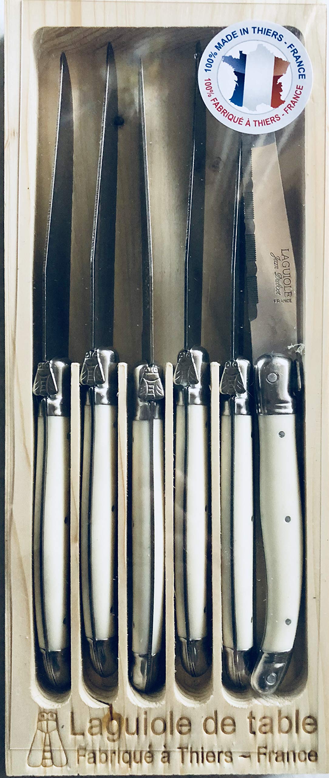 Buy Jean Dubost Laguiole 6 Piece Steak Knife Set France Ivory White