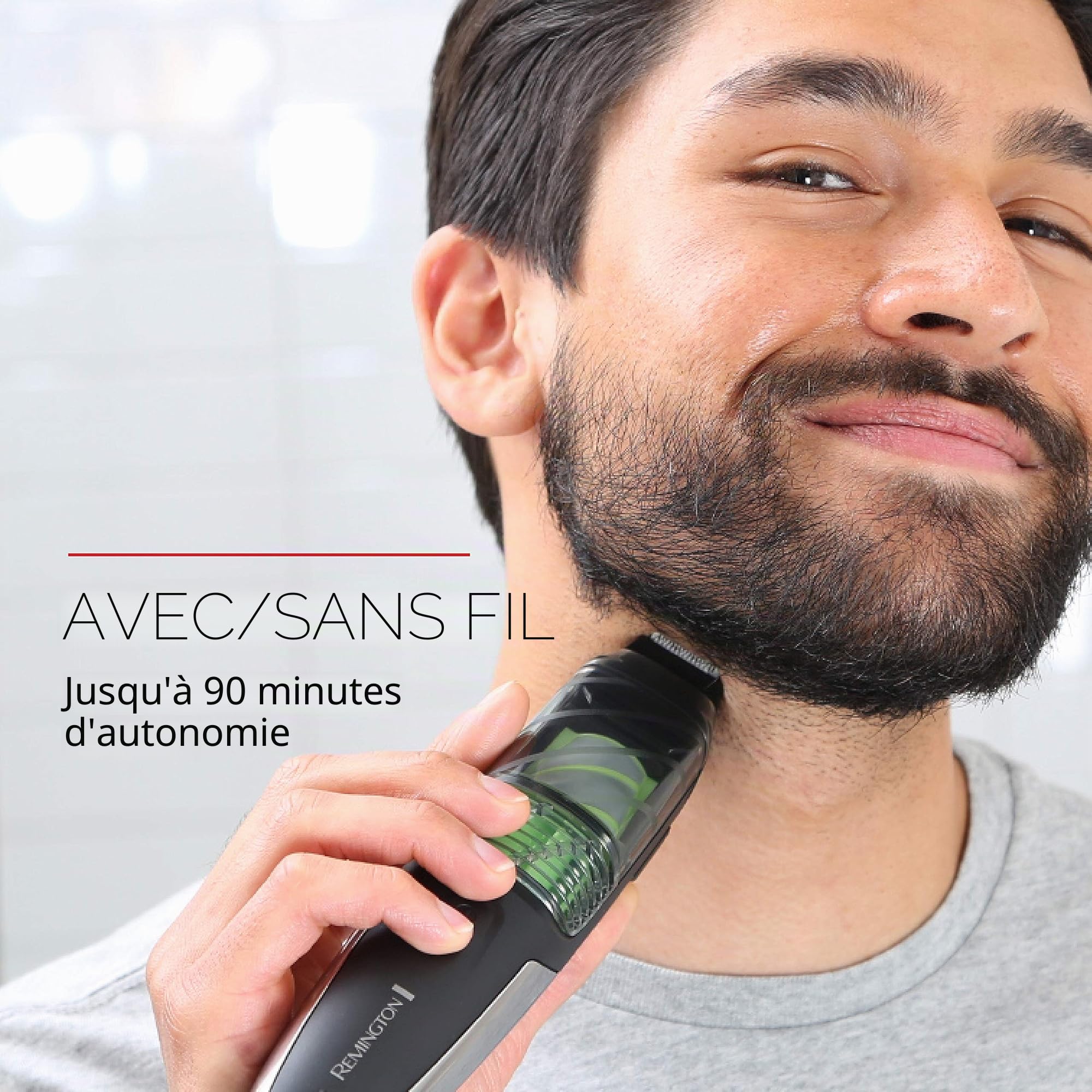 Remington MB6850 Vacuum Stubble and Beard Trimmer, Lithium Power and Adjustable Length Comb w/ 11 Length Settings (2-18mm)