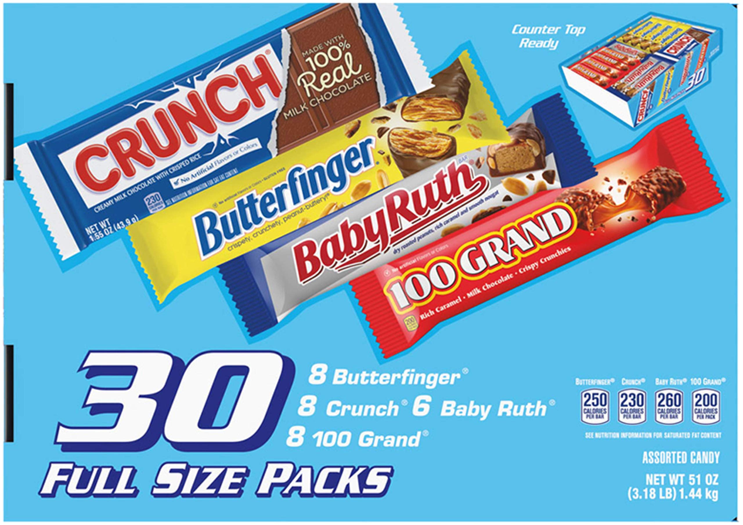 Buy Butterfinger, Crunch, Baby Ruth & 100 Grand Candy Bars, Bulk Full