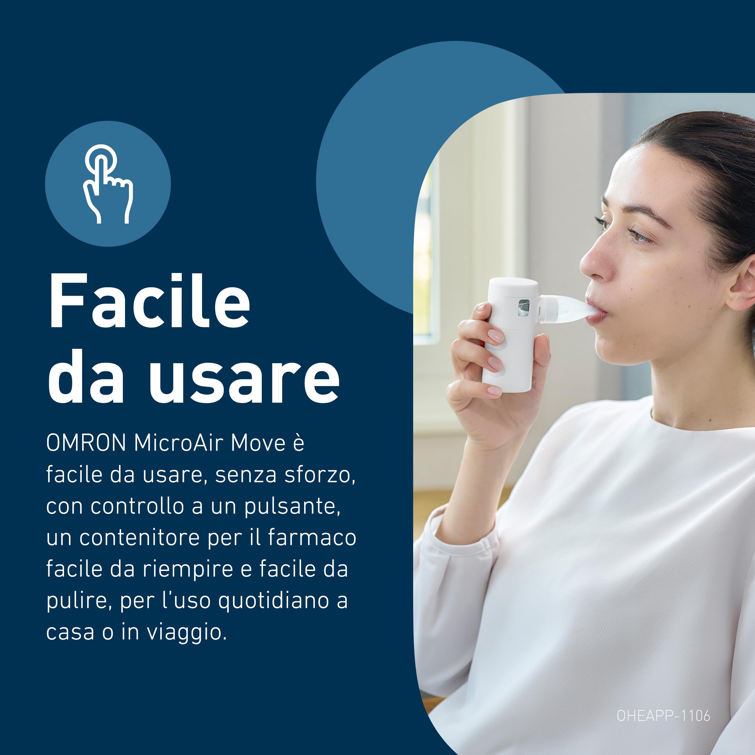 OMRON MicroAir Move Aerosol Mesh Portatile Silenzioso | Macchina Aerosol Adulti Bambini con Maschere e Boccaglio | Ricaricabile USB-C | Design Compatto per Casa e Viaggio