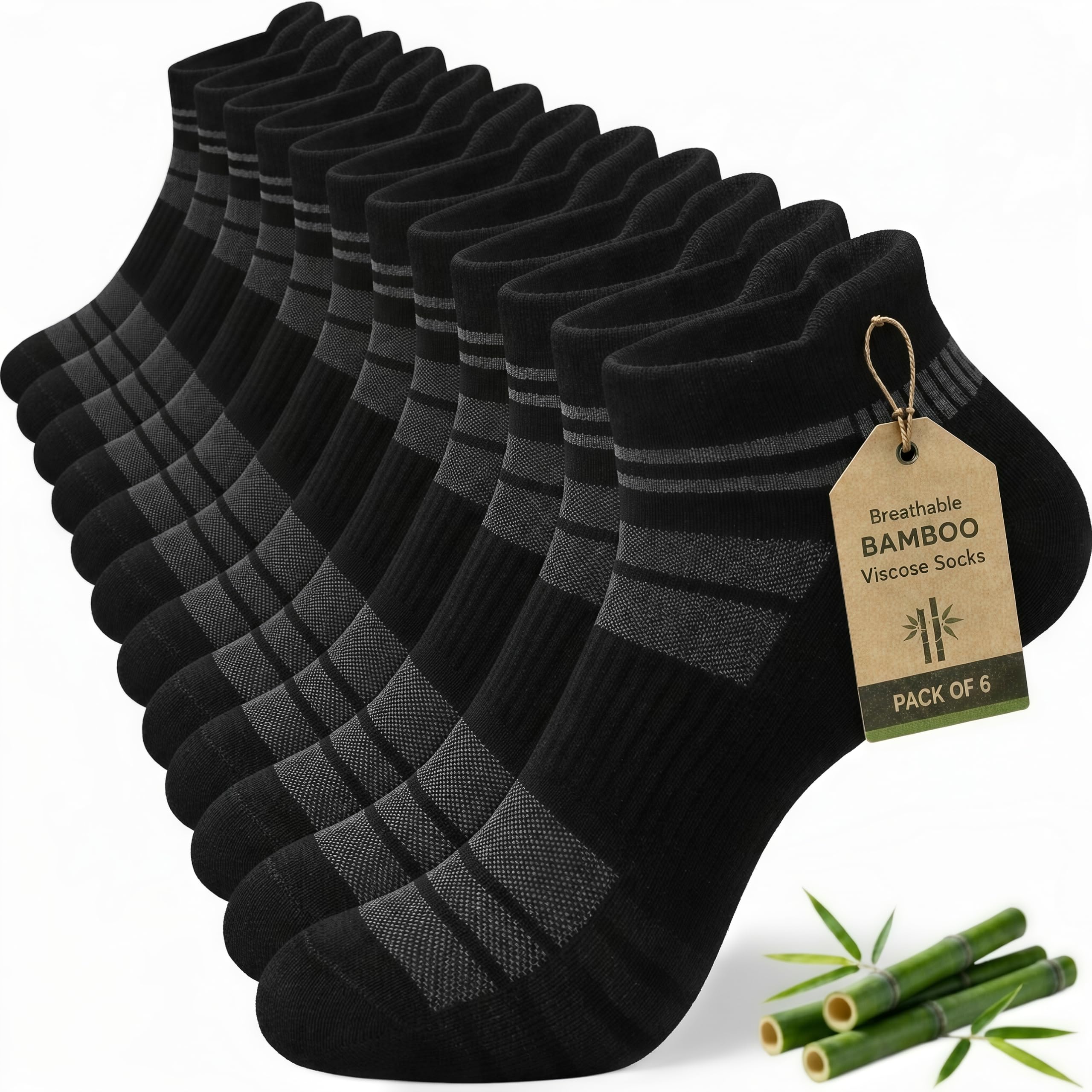 Bamboo Viscose Socks Breathable Mens Ankle Socks, 6 Pairs