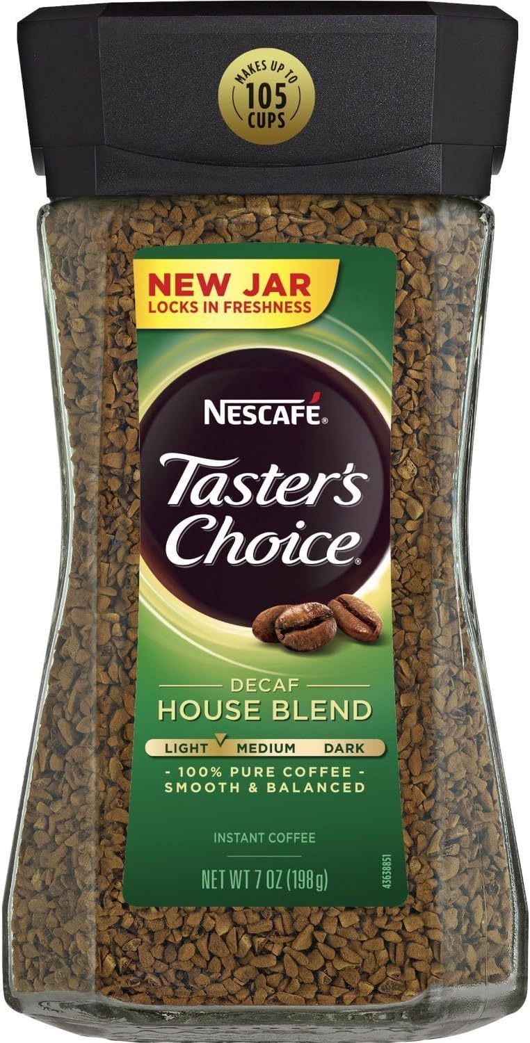 Nescafe Taster's Choice Decaf Instant Coffee, House Blend New Jar, 7 Ounce (Pack of 3)