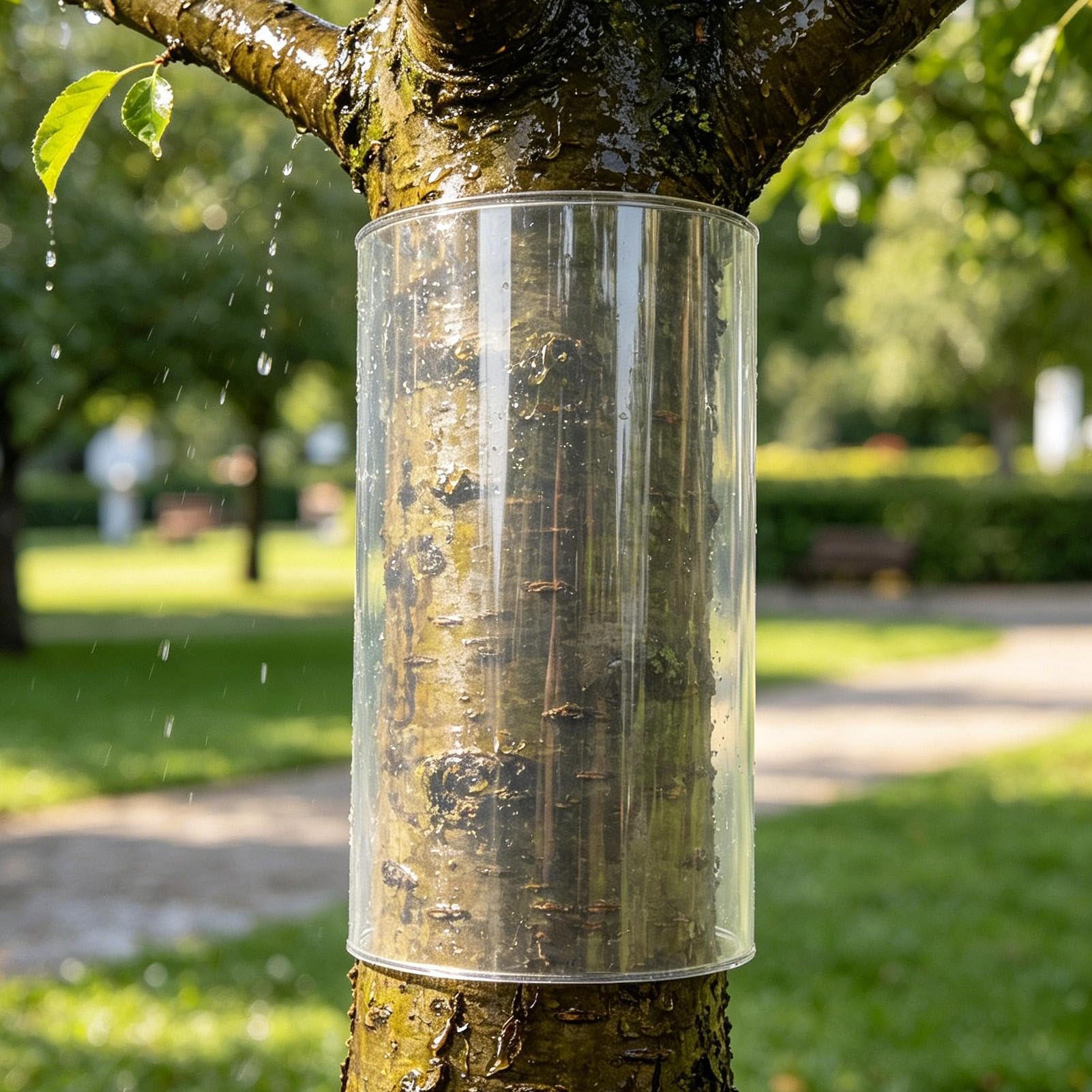 protectora para árbol de PET transparente antiescalada contra