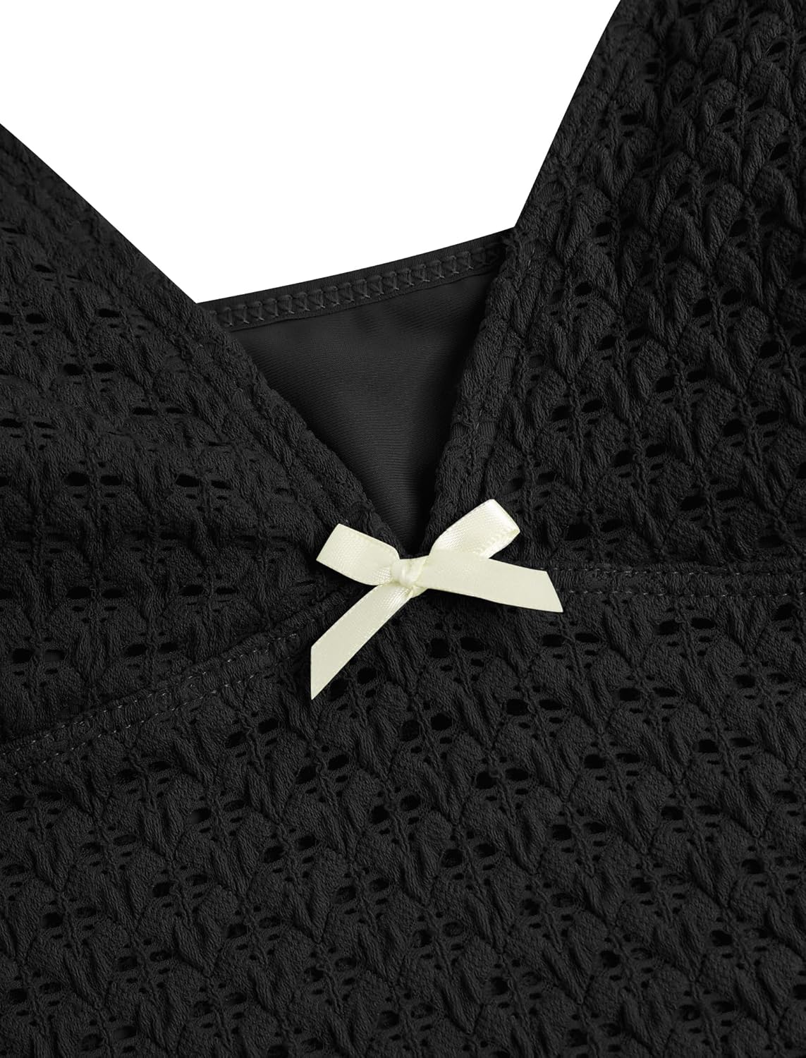 ZAFUL Tankini Swimsuits for Women Lace Jacquard Bowknot Decor Tummy Control High Cut Tanga Tankini Set - Image 3