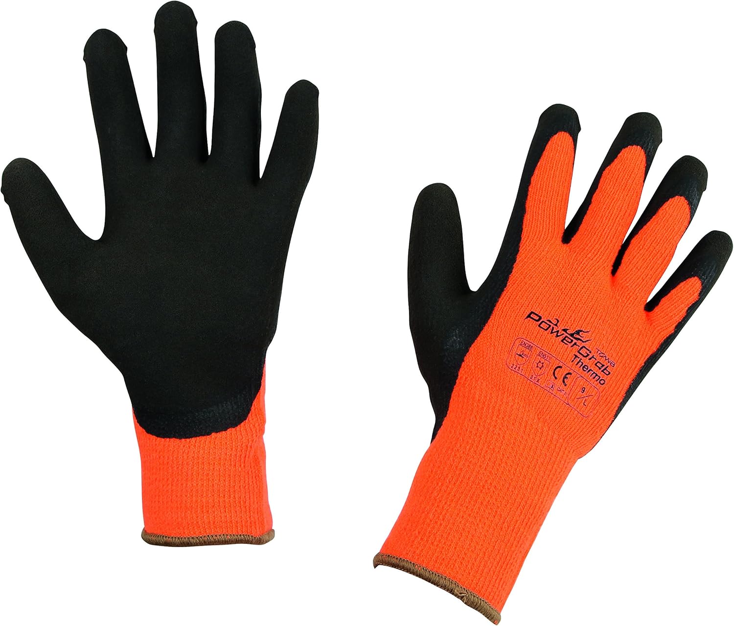 Kerbl PowerGrab 297382 Thermal Latex Knitted Gloves with Acrylic Stuffing Size 8 Orange