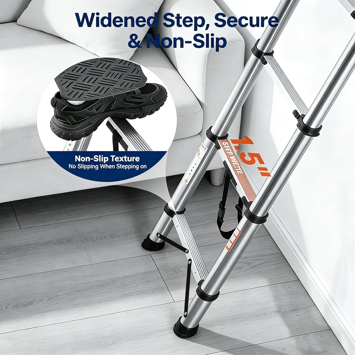 Telescoping Ladder,8.8FT Extension Ladder with Safety Lock,Heavy Duty 330lbs Max Capacity, Multi-Purpose Collapsible Ladders for Home,RV or Outdoor Work